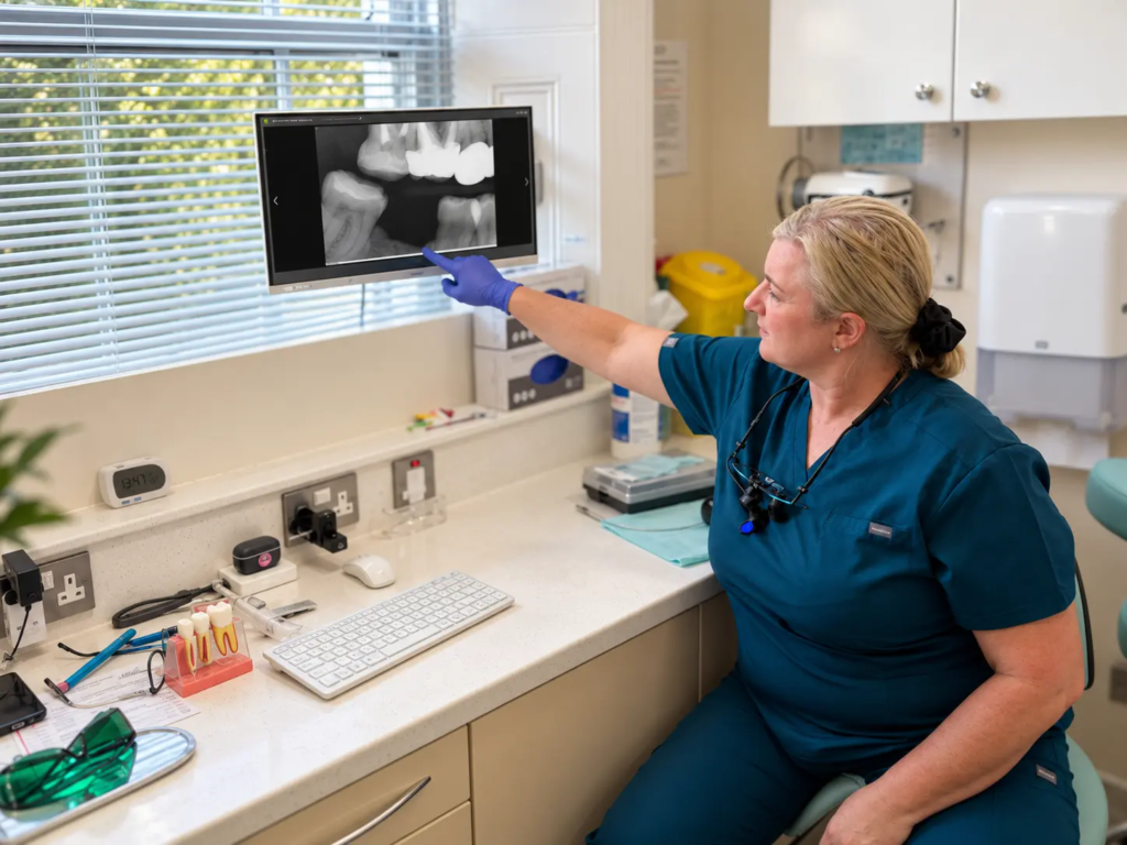 Dental Professional Reviewing an X-ray